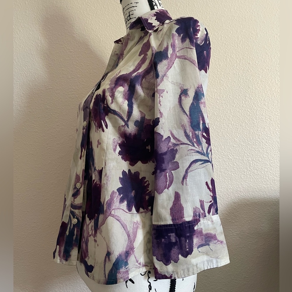 Ann Taylor Floral Design Button Down Shirt Blouse - Picture 2 of 8